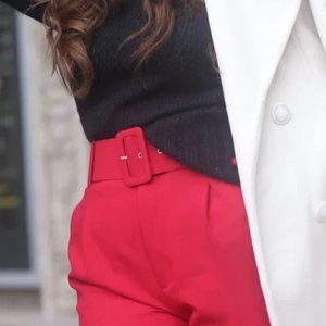 Pants with wide belt